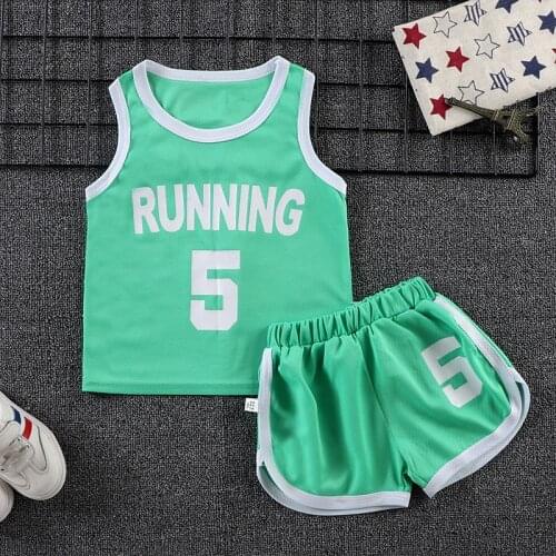 2 4 6 8 Years Old Kids Vest Set Boys Basketball Clothes Girls Sleeveless Shorts Sport 2 Piece Set Children Suit Boy Set