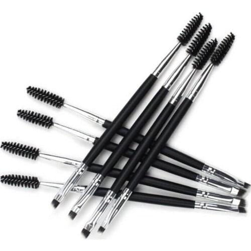 Multi-Functional 1pc Makeup Tools Bamboo Handle Double Eyebrow Brush + Eyebrow Comb Makeup Brush