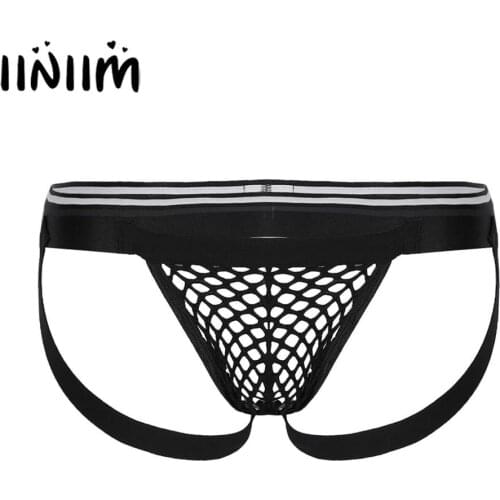 Mens Sexy Exotic Panties Fishnet T-back Briefs Lingerie Jockstraps Hollow Out Open Butt G-string Thong Underwear Underpants