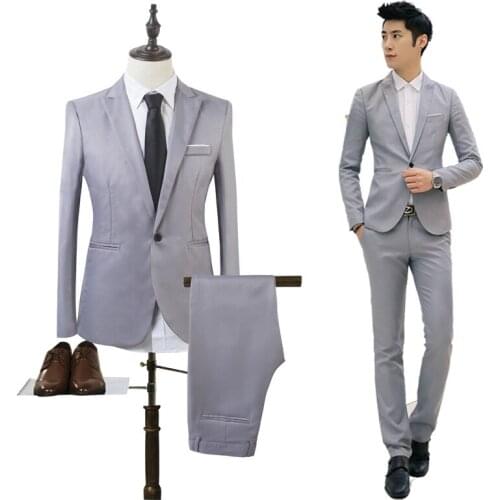 Mens Suits Groom Tuxedos Spring Autumn Youth Student Leisure Two Pieces Suit Plus Size Best Man Suits(Jacket+Pant) 6XL Wholesale