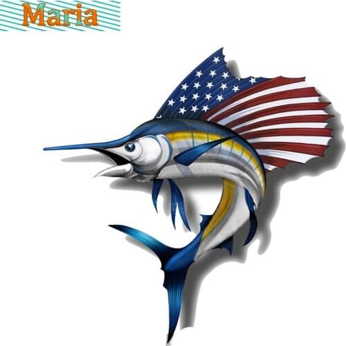 USA America Marlin Fish Car Stickers Motorcycle Cover Scratches Waterproof PVC JDM JEEP Van Bike Offroad RV A4 Q3 Polo Deco
