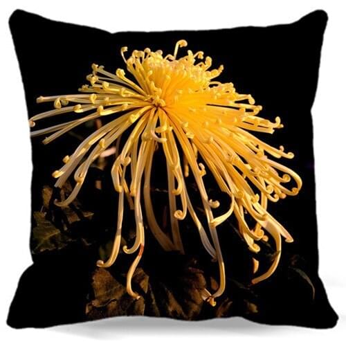 New 2017 9 style Yellow Chrysanthemum Square Cotton polyester Waist Pillow Case Cushion covers for Home car sofa hotel