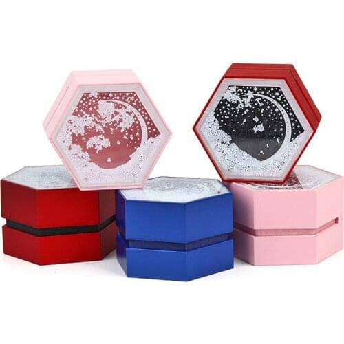 2019 new creative high-grade hexagonal quicksand jewelry box, jewelry storage box, ring / necklace universal jewelry box