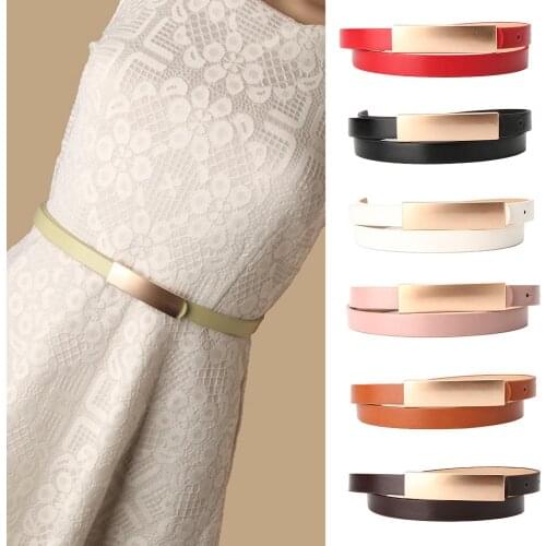 New Hot Simple Versatile Ladies dress pants jeans Belt Material PU Metal Button Waistband High Quality Belts Female girls