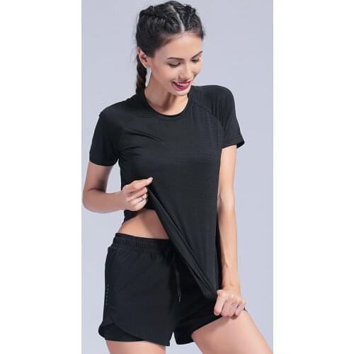 New Fashion Yoga Top Seamless Yoga Shirts Short Sleeve Crop Top Women Sport Shirt Gym Women Top Running Tight T-shirt