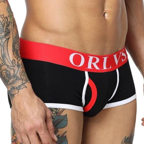 ORLVS Brand 50PC/LOT Wholesale Men Boxers Solid Underwear Sexy Shorts Male Panties Breathable Quick Dry Cotton Men Boxershorts