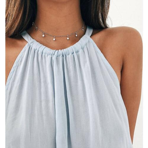 Necklace Gold Color Lady Chocker Chain Star Choker Jewelry Simple Gifts For Women