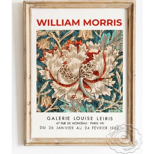 William Morris Fabrics Design Exhibition Museum Poster, Honeysuckle Pattern Canvas Painting, Elegance Home Decor Wall Picture