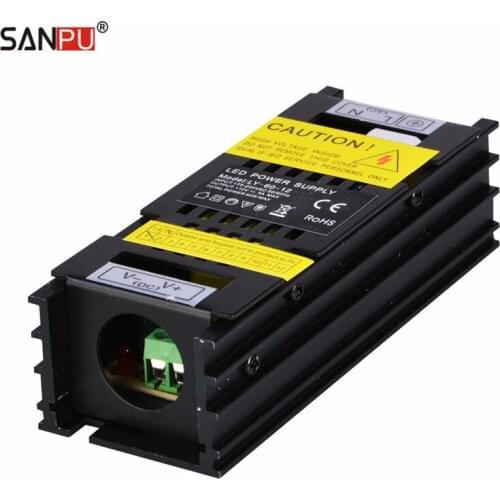 SMPS 60w 12v Light Transformer 5a 220v 230v ac-dc Constant Voltage Switching Power Supply Driver for LEDs Black Aluminum IP20