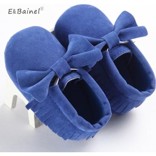 E&Bainel Baby Girl Shoes Bow Suede PU Leather Baby Moccasins Newborn First Walkers Soft Toddler Shoe Crib Footwear 0-18Month