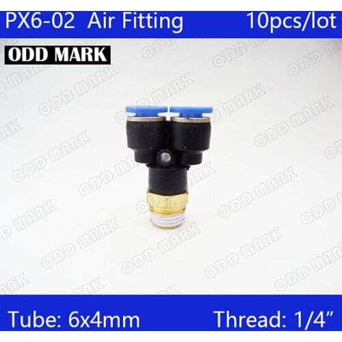 High quality 10Pcs PX6-02, Air Pneumatic 1/4" PT to 6mm Y Shaped Push in Connectors Quick Fittings