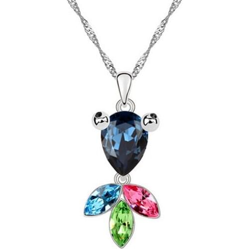 Top Quality Colorful Austrian Crystal jewelry fashion pendant Goldfish Necklace female models gift