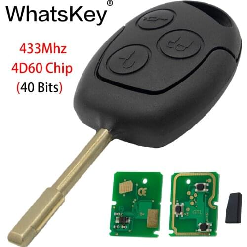 WhatsKey 3 Buttons Car Remote Key Fob Transponder Chip 4D60/4D63 433Mhz Suit For Ford Focus 3 Mondeo Fiesta Fusion FO21 Blade