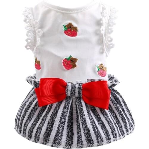 Dog Skirt New Spring Summer Thin Female Dog Teddy Bichon Pomeranian Poodle Clothes Cute Princess Stripe Dog Dresses