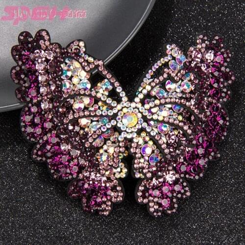 Butterfly hairpin female Korean adult top clip water drill headpiece hair card spring clip cross clip back head hair clip