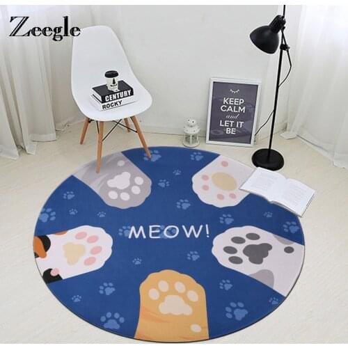 Zeegle Cartoon Cat Claws Round Carpet For Living Room Non-slip Soft Blanket Bedroom Sofa Chair Area Rug Corridor/Entrance Rug