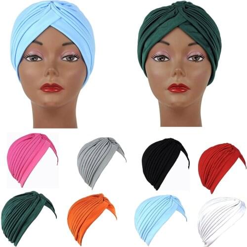 Women Classic Turban Headband Hat Solid Color dust-proof For Home Life Cap Muslim style Head-wrapped Lady Girl Hat