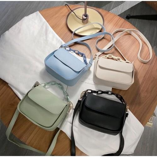 Women Handbags Novelties for Women Solid Small PU Leather Crossbody Bags 2021 Chain Designer Lady Travel Bags Over The Shoulder