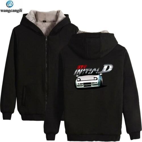 INITIAL D winter hoodie fleece warm Jacket thicken coat long sleeve harajuku hoodies sweatshirt men women streetwear clothes