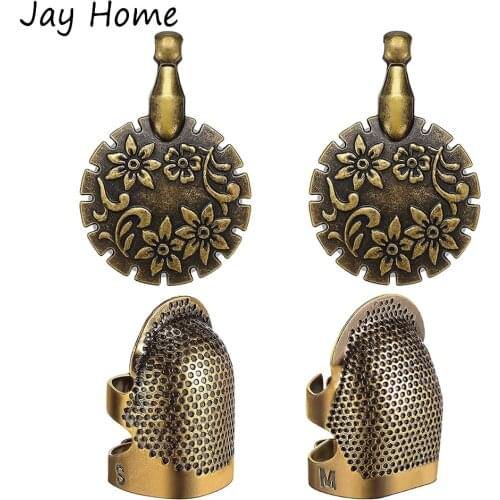 1PC Thread Yarn Cutter & 2Pcs S/M Adjustable Sewing Thimble Rings Finger Protector Pin Needles Sewing Quilting Craft Accessories