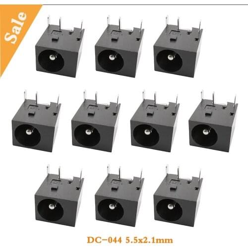 10Pcs/Lot DC044 5.5*2.1mm DC Power Electrical Connector Interface DC-044 3Pin DC Supply Jack Charging Socket Panel Mount Adapter