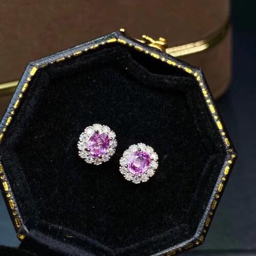 100% Real Natural Sapphire Earring 925 Sterling Silver Engagement Jewelry