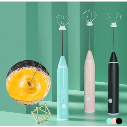 3-Speeds Electric Egg Beater Coffee Milk Mixer Heads Eggbeater Frother Stirrer USB Rechargeable Handheld Food Blender Whisk