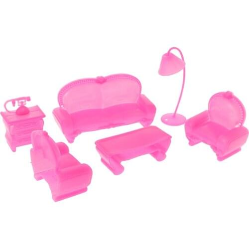 6 Furniture Set for Dolls Sofa Chair Lamp Coffee Tea Table House Toys