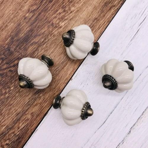 8x Classical Euro-style Wardrobe Bathroom ShoeBox Cabinet Knobs and Handles Retro Grey Round Pumpkin Ceramic Handle Single Hole