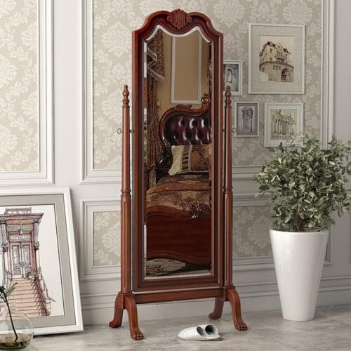 American Home Rotating Floor Dressing Mirror European Style Living Room Solid Wood Hanging Fitting Full-length Mirror