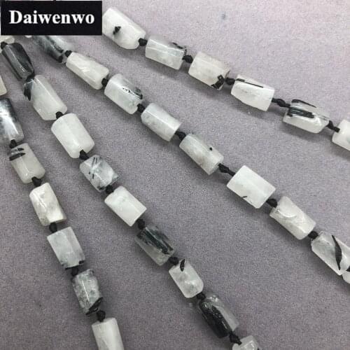 Black Hair Quartz Prism Cube Bead Faceted Natural Loose Stone Spacer Diy