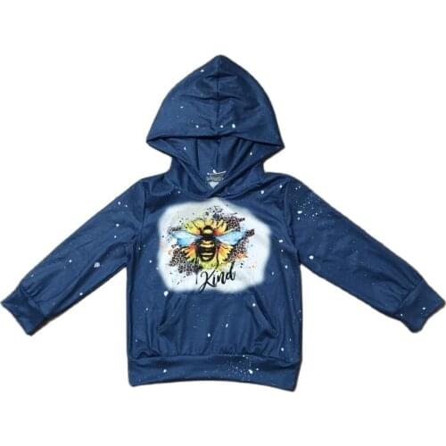 Girlymax Fall/Winter Baby Girls Children Clothes Navy Tie Dye Bee Kind Hoodie Top Boutique Set Kids Clothing