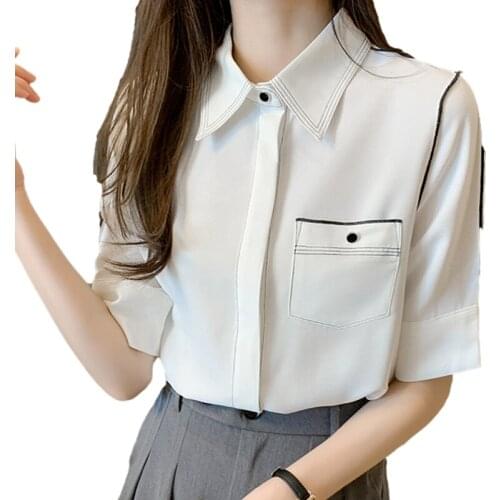 Cheap wholesale 2021 spring summer autumn new fashion casual ladies work women Blouse woman overshirt female OL Py1410