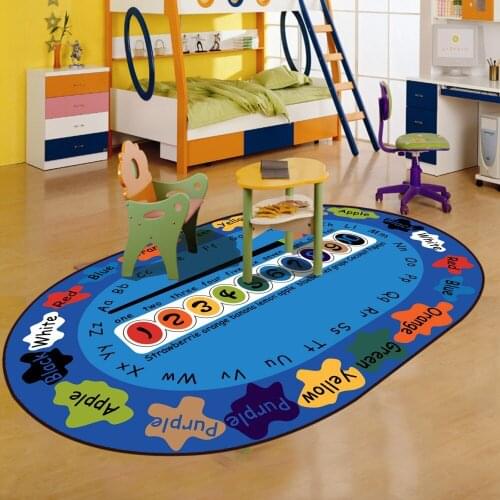 Kids Play Mat Blue Oval Carpet With Cartoon Number And Rugs For Living Room living room carpet rugs large