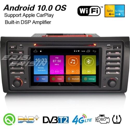Erisin 3153 Android 10.0 Car Stereo DAB+ Navi WiFi CarPlay Satnav DVR OBD2 4G Bluetooth Canbus DSP GPS For BMW 5er E39 X5 E53 M5