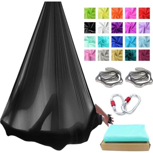 PRIOR FITNESS 4 meters Elastic Yoga Hammock set Anti gravity yoga swing Aerial inversion yoga swing Full Set 20 Colors