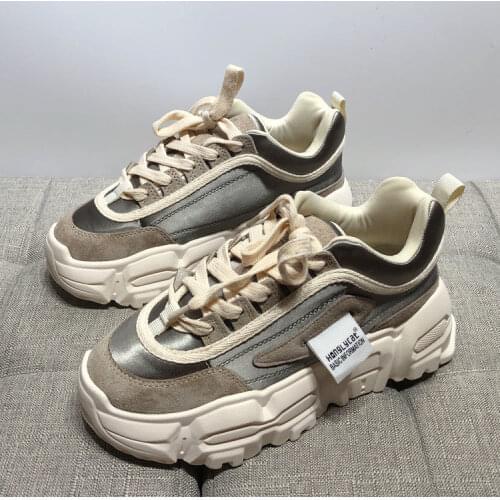 2021 Womens Chunky Sneakers Fashion Women Platform Shoes Lace Up Vulcanize Shoes Women Female Trainers Dad Shoes
