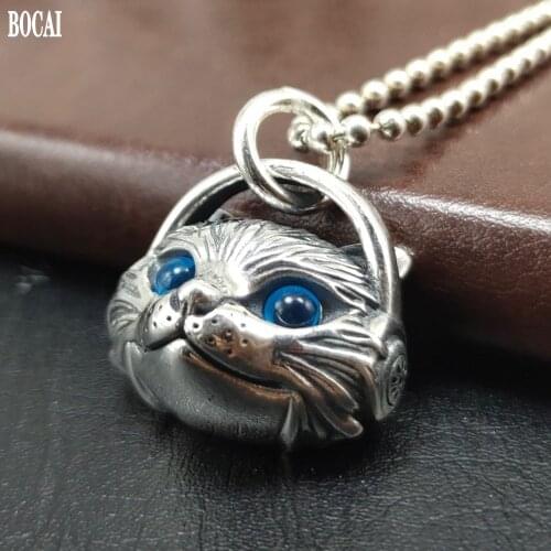 BOCAI New real solid s925 pure silver puppet cat pendant original design cute personality couple gifts men and women pendant