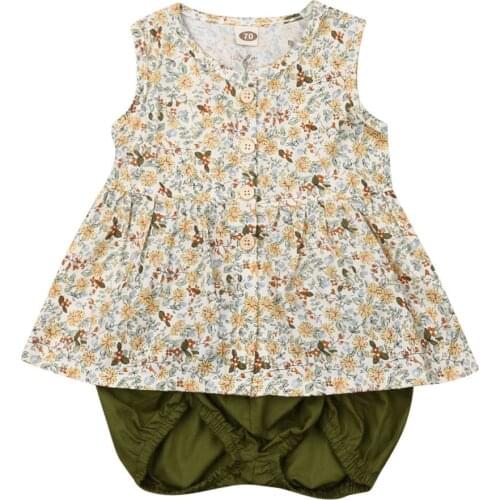 0-3Y Summer Newborn Baby Girl Sleeveless Floral T-shirt Tops Shorts Pant Bottom 2PCS Girls Clothing Set
