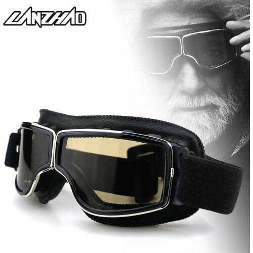 Motorcycle Retro Goggles Cruiser Chopper Bobber Helmet Pilot Goggle Sunglasses Leather Glasses for Harley Yamaha Honda Triumph