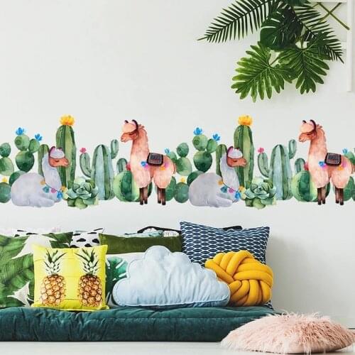 Cartoon Baseboard Wall Sticker Large Desert Cactus Wall Stickers Bedroom Living Room Decoration Wall Decals for Wall Decor Home