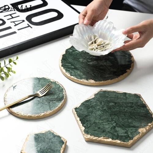 Natural Marble Ceramic Trays Decorative Emerald Porcelain Cake Dessert Plates Afternoon Tea Tea Set Storage Tray Home Decoration