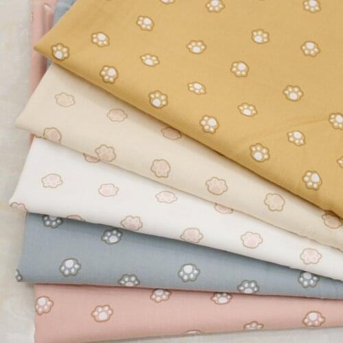 Spring/Summer 2021 new cat paw small footprint printed washed childrens clothing, womens clothing, cartoon cotton fabric