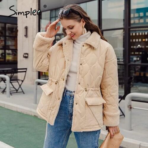 Simplee Causal solid white autumn winter women parkas Warm stand collar long sleeve female jacket High street Down Jackets 2020