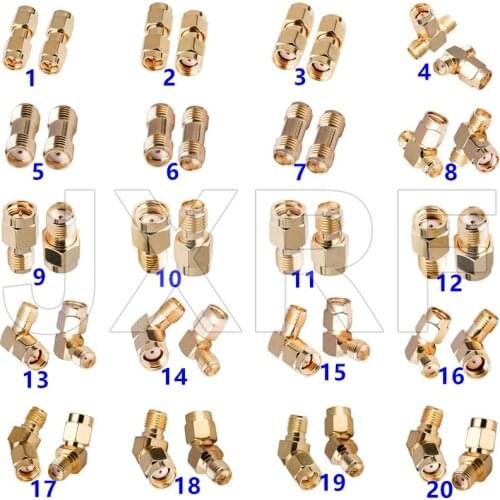 1PCS SMA Male Female to SMA Male Female RP SMA Straight Right anlge 135 Degree T type Adapter for WiFi Antenna/FPV Drone/Extensi