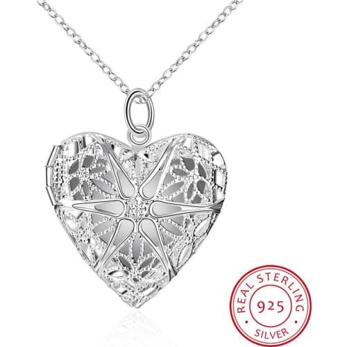 Christmas Gift 925 Sterling Silver Photo Frame Pendant Necklace Woman Charm / Classic Statement Necklace Fine Jewelry Wholesale