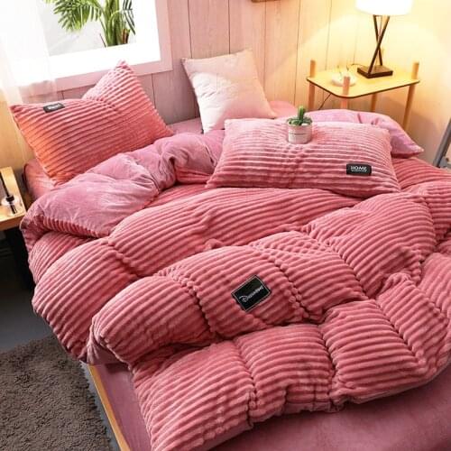 Winter Warm Duvet Cover Pink Gray Coral Fleece Single Twin Queen King Bed Quilt Covers for Kids Adults Flannel Blanket Bed Cover