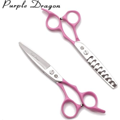 Professional Grooming Scissors 6" 440C Pink Handle Dog Scissors Straight Shears Thinning Shears Pet Scissors Dropshipping Z9122