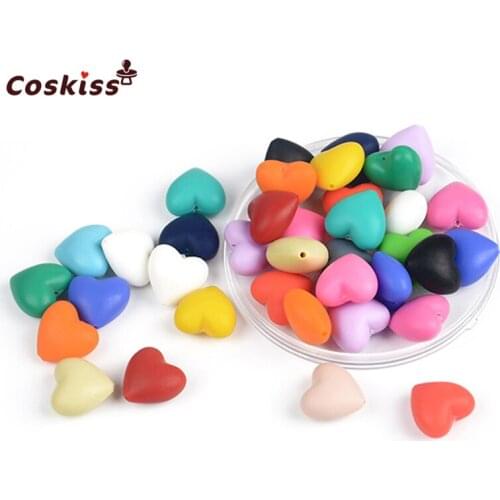 Mixed Color Natural Heart-shaped Silicone Beads Food Grade Silicone Beads Baby Teether Toys DIY Necklace/ Bracelet Accessories