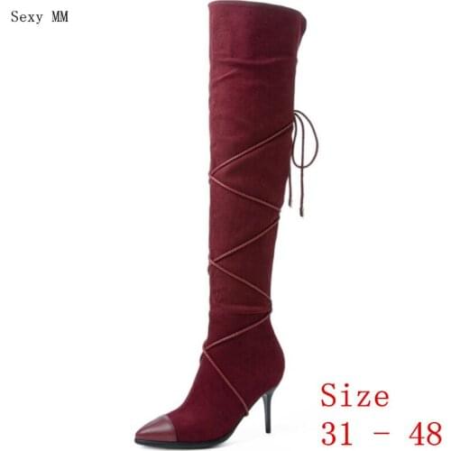 Spring Autumn Women Over the Knee Boots High Heel Woman Thigh High Boots Small Plus Size 31 - 48